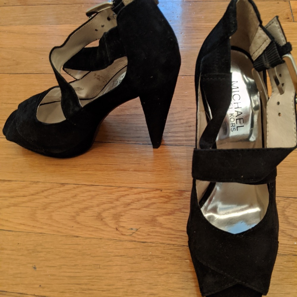 Michael Kors Michelle black suede pumps